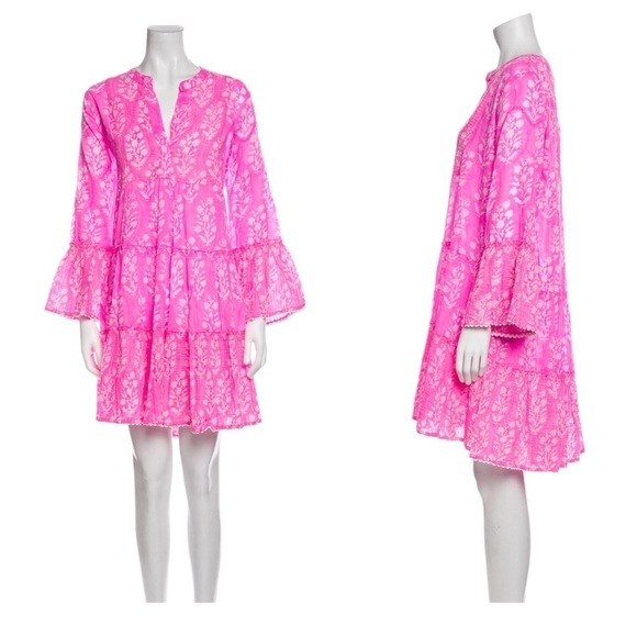 Juliet Dunn | NWT Flare Sleeve Mini Dress in Fuchsia - Size Medium - Picture 3 of 9